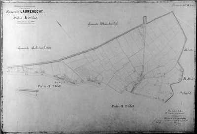818115 Kadastrale kaart (minuutplan) van de gemeente Lauwerecht Sectie A, derde blad met de grenzen van het ...
